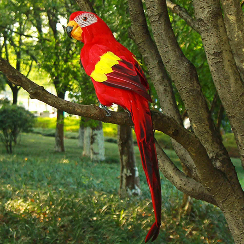 Imitacja sztuczny papuga pióro ptak 45cm piankowa czerwona niebieska Budgie dekoracja ogrodu domowego