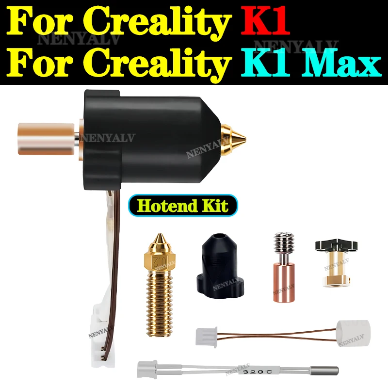 For Creality K1 / K1 Max Hotend Ceramic Heating Block Nozzle 300°C Extruder High Speed High Flow For Creality K1 Upgrade Hotend