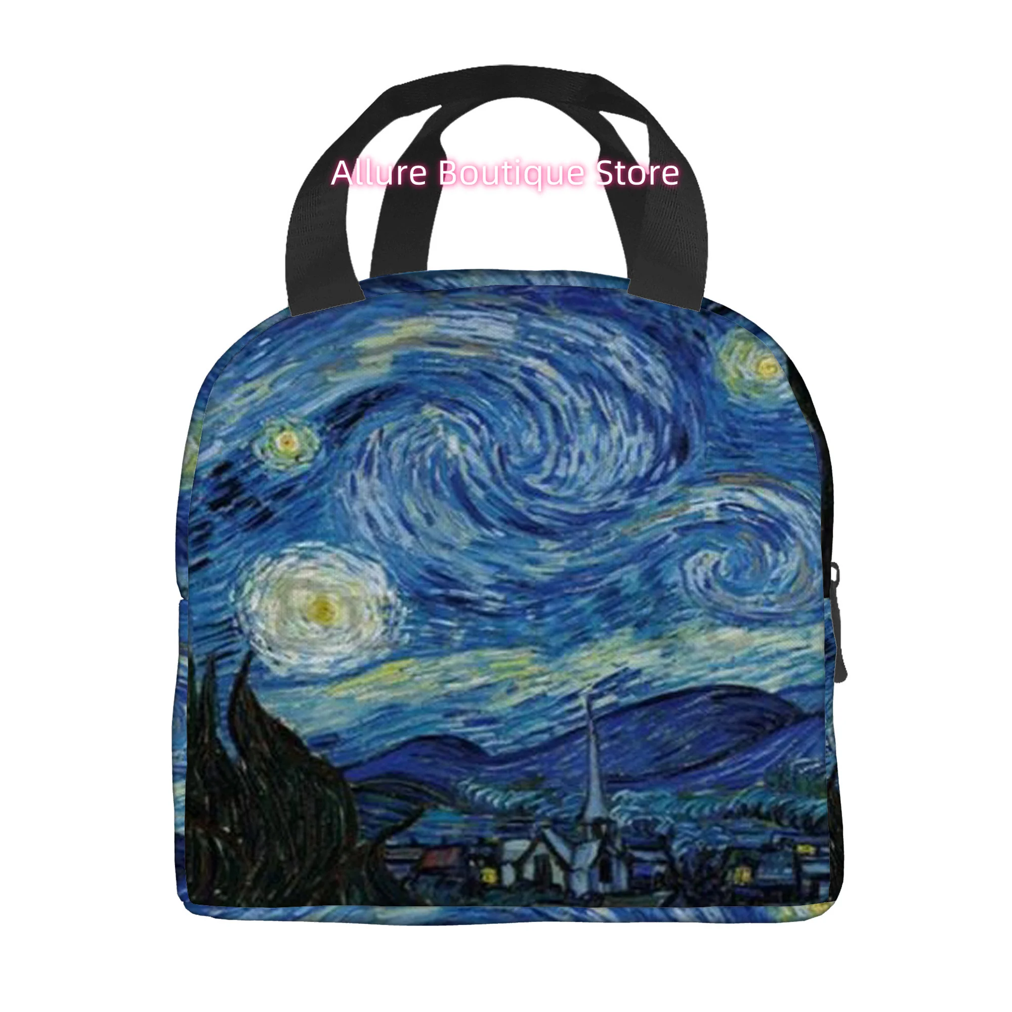1pc, Van Gogh's Starry Night Printed Thermal Bag, Insulation Bag, Insulated Bag. Not for Food Contact. Suitable for Home, Restau