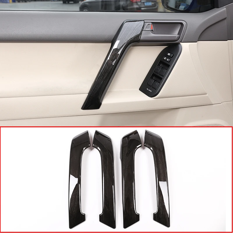 4PS Black Wood Car ABS Interior Door Handle Trim For Toyota Land Cruiser Prado FJ150 150 2010-2018 Year Accessories Black Wood