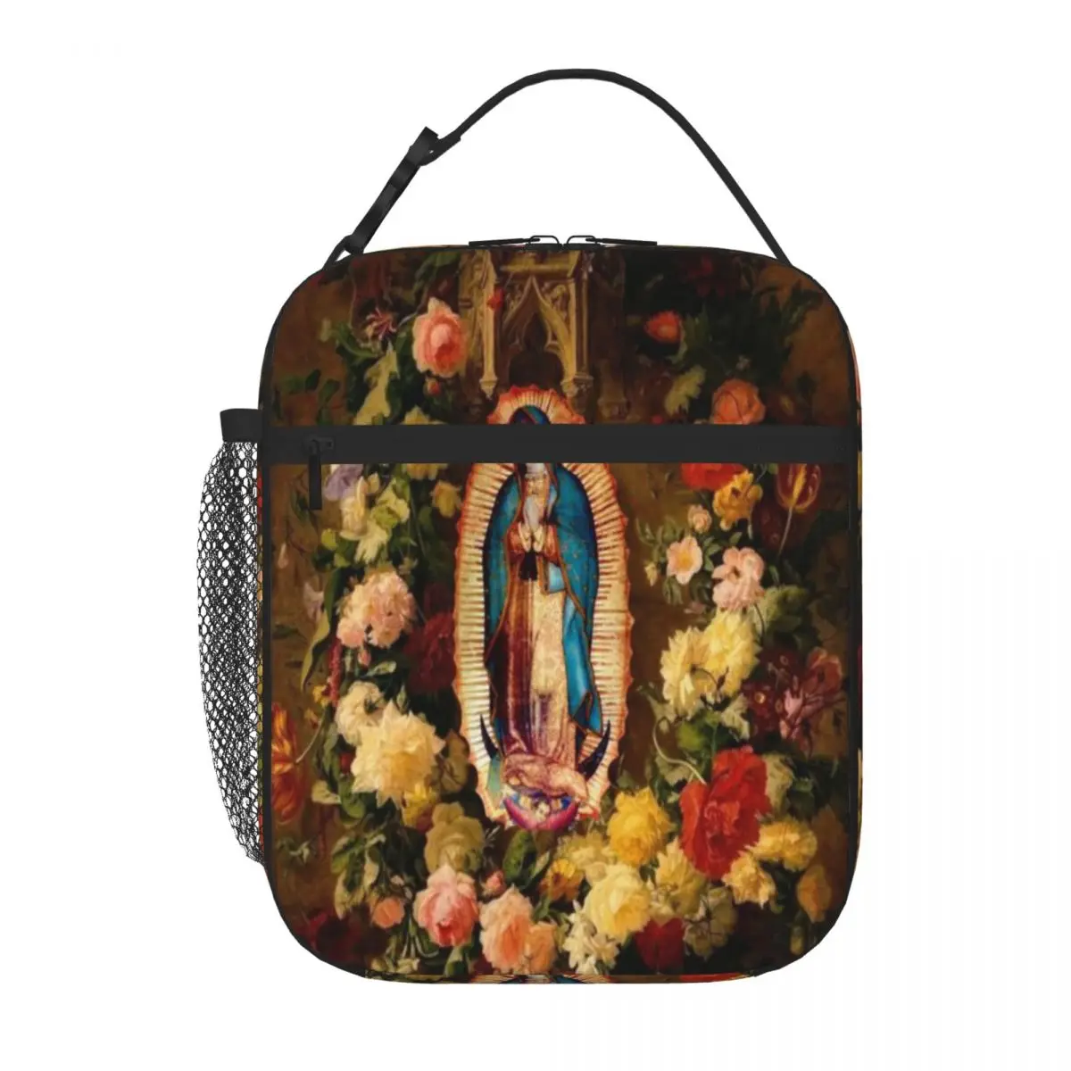 Hot Sale Our Lady Of Guadalupe Virgin Mary Plain Design Outdoor Lunch Bag Campus Lunch Neoprene Lunch Bag