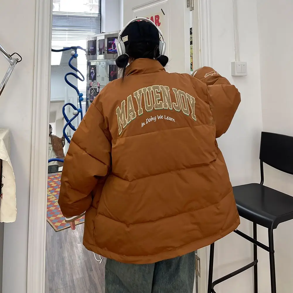 

Men's Stand Collar Cotton Jaet 2024 New Winter Warm Outerwear Loose American Simple Pure Color Bread Cotton Trendy