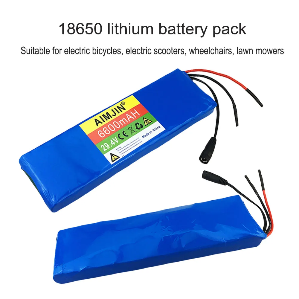 7S2P 18650 lithium battery pack, 29.4V 6600mAH high capacity, built-in intelligent BMS protection board, with charger