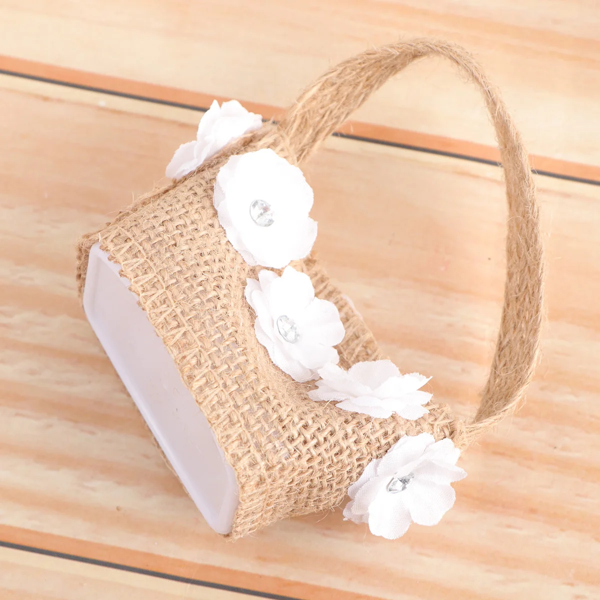 

4pcs Linen Baskets Wedding Burlap Candy Bags Flower Girl Basket for Storing Accessories Keys Jewelry Party Favours Storage