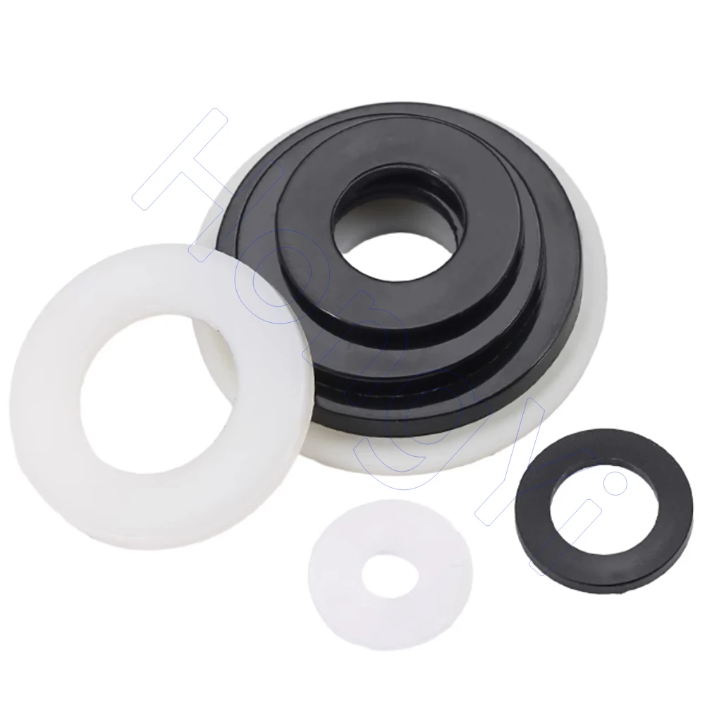 Inner Dia 2 2.5 3 4mm White Black Plastic Nylon Flat Washer Plane Spacer Insulation Gasket Ring Thickness 0.5 0.8 1 2mm