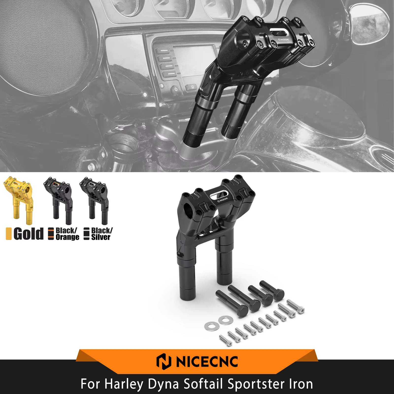 

For Harley Street Bob FXBBS 114 Fat Bob FXFBS 114 Heritage Classic FLHCS 114 Low Rider S 8"/ 7"/6"/5" Kickback Handlebar Riser