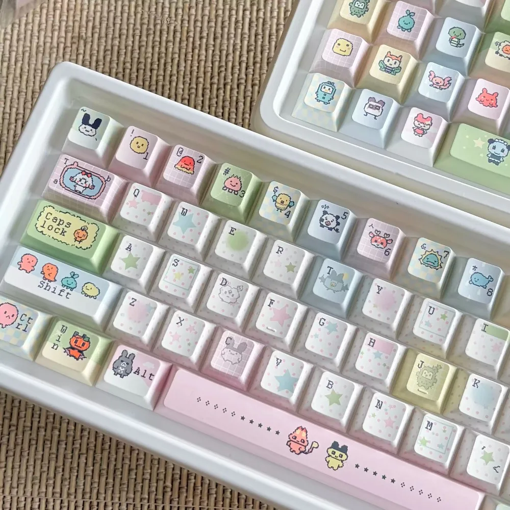 Anime Electronic Pet Keycaps Set PBT Keyboard Caps Custom MOA Cherry Profile Key Caps for Mechanical Keyboard Accessories Gifts