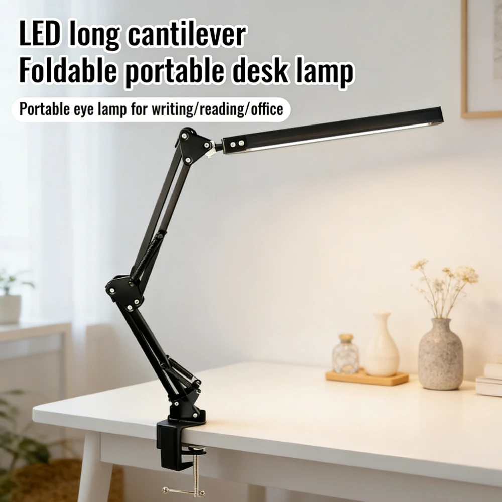 LED Desk Lamp With Clamp 5/10W Adjustable Swing Arm 3 Lighting Modes 10 Brightness Levels Eye-Caring For Office/Study/Reading
