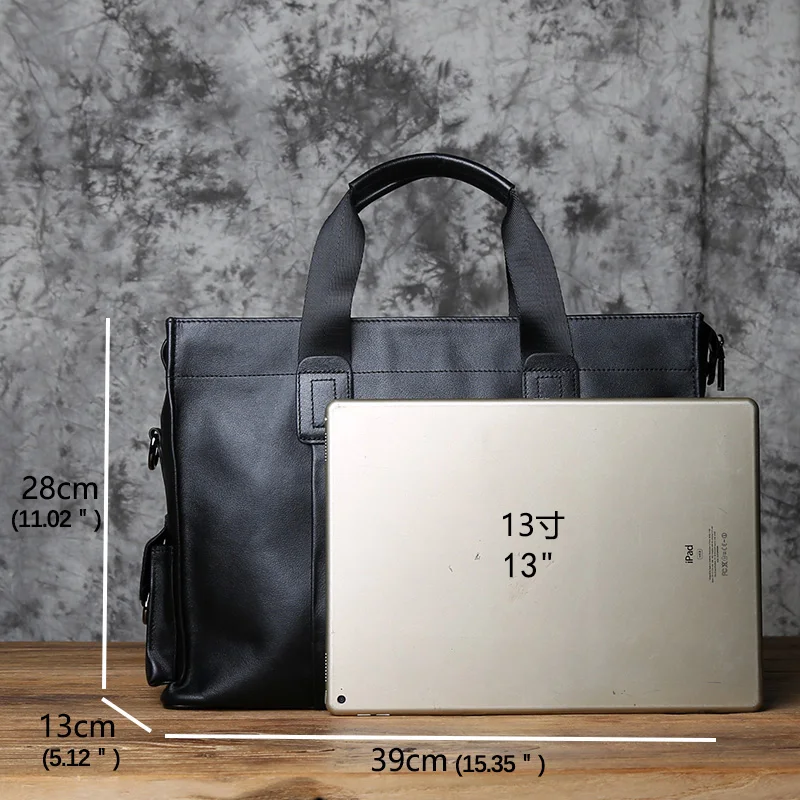 NZPJ Business Leder herren Handtasche Top Schicht Rindsleder Aktentasche Casual Schulter Messenger Tasche Geeignet für 14 Zoll Laptop – Detail 3