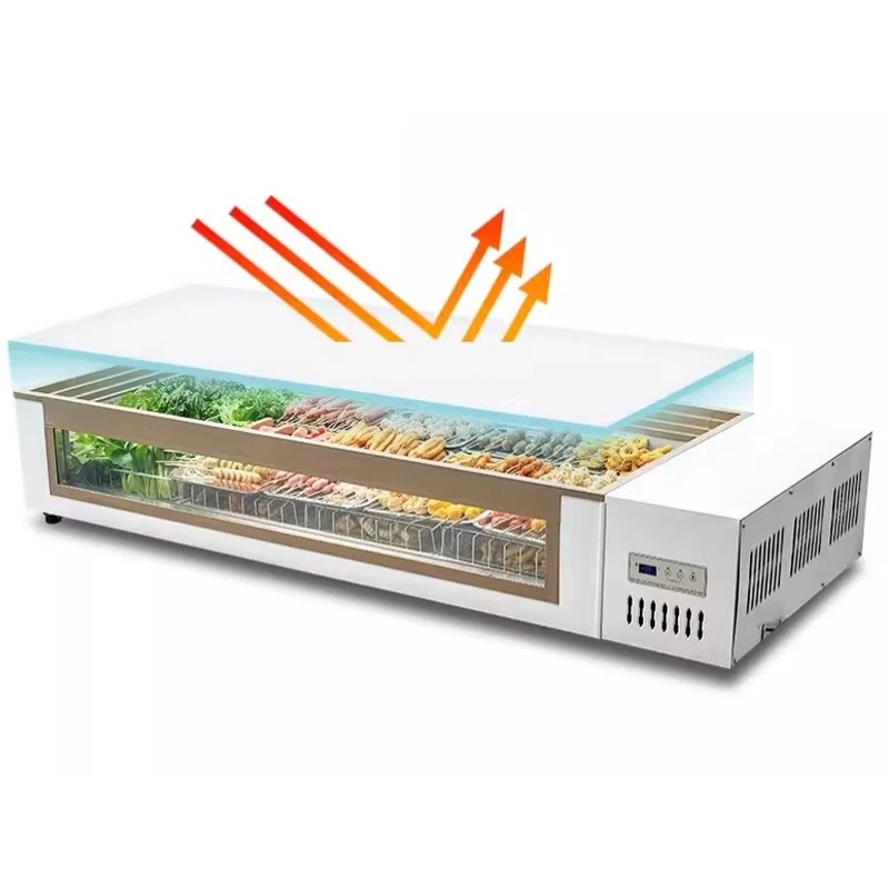 Barbecue Display Refrigerated Horizontal Refrigerator Cooked Food Fresh Cabinet Small Stall Refrigerator Freezer Customized