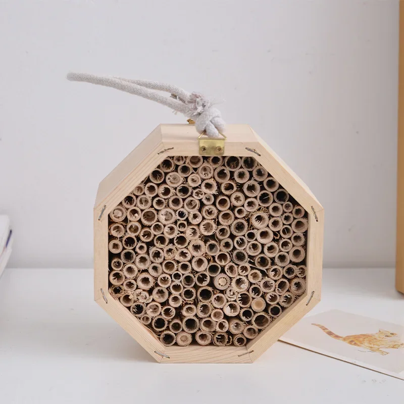 Wooden DIY Insect House Outdoor Hanging Rope Creative Insect Nest Pine Bee Housing Combination Bee Nest Insect House