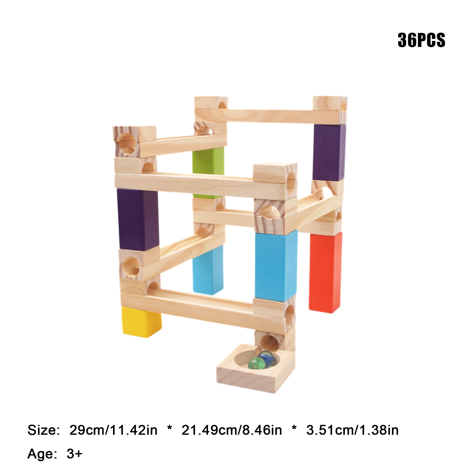 Wooden Marble Race Track Game Multicolor Wooden Marble Runs Educational Construction Maze Block Toy Set STEM Educational