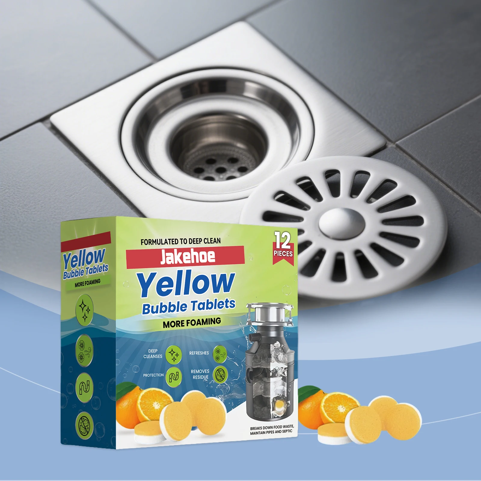 Pipe Cleaning Tablets - Household Cleaning Drain Sewer Hair Grease Clog Unclogging Tablets, Sink & Disposal Opener, Odor Eliminator for Most Household Pipes & Drains