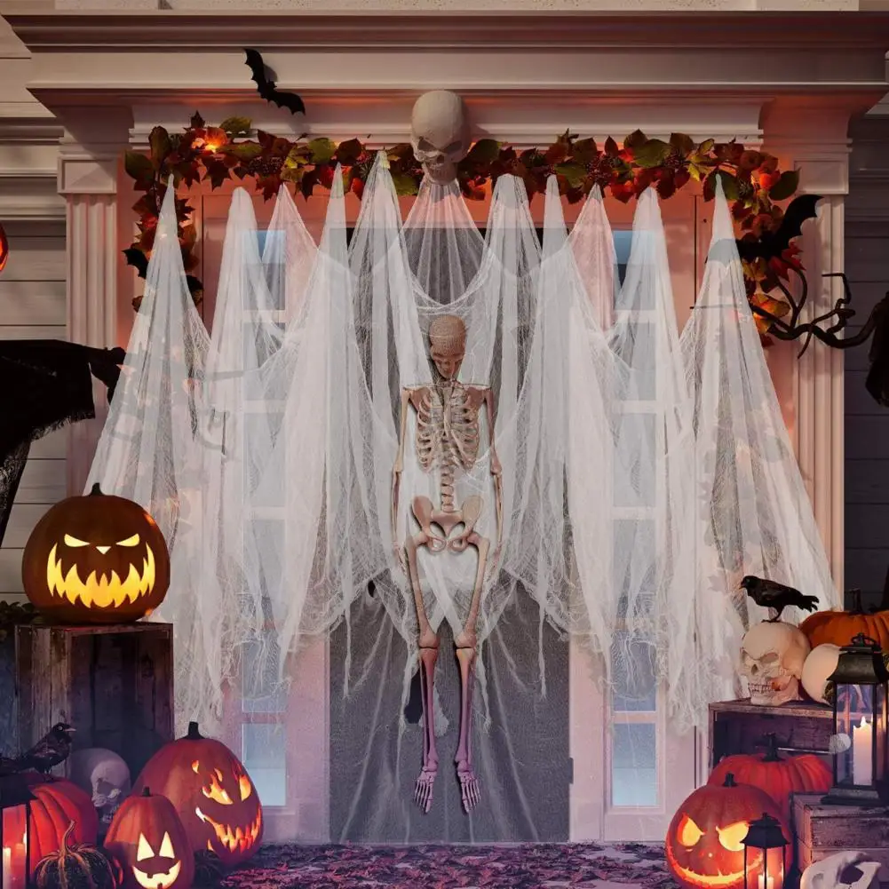Halloween Gauze Decorations Blood Stained Cloth Halloween Gauze Decor Blood-red Hanging Cloth Spooky Drape Net for Haunted House