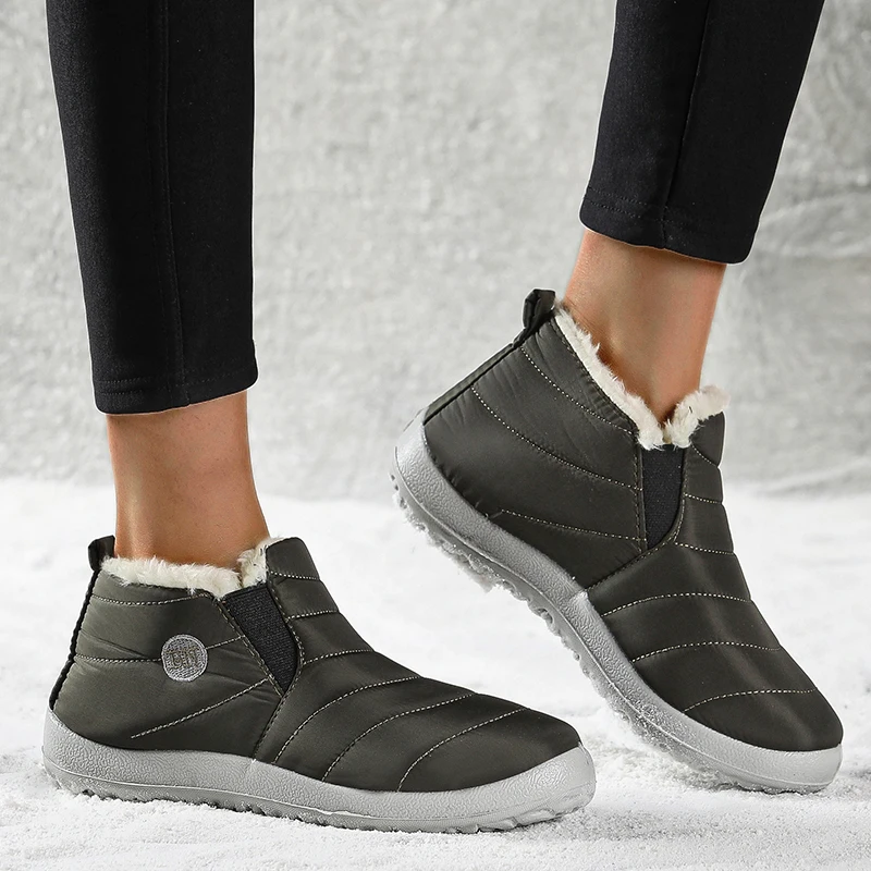 الشتاء مقاوم للماء تنفس الرجال حذاء كاجوال موضة الرجال أحذية رياضية الفراء الدفء الانزلاق على الرجال حذاء رياضة لينة للجنسين حذاء الكاحل