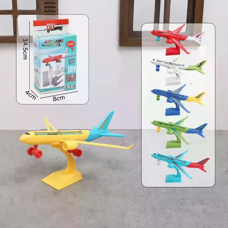 【Y】1/3/5Pcs Plastic Aircraft Ornament DIY Assembled Airplane Model Toy Color Random For Kids Children Education Collection Gift