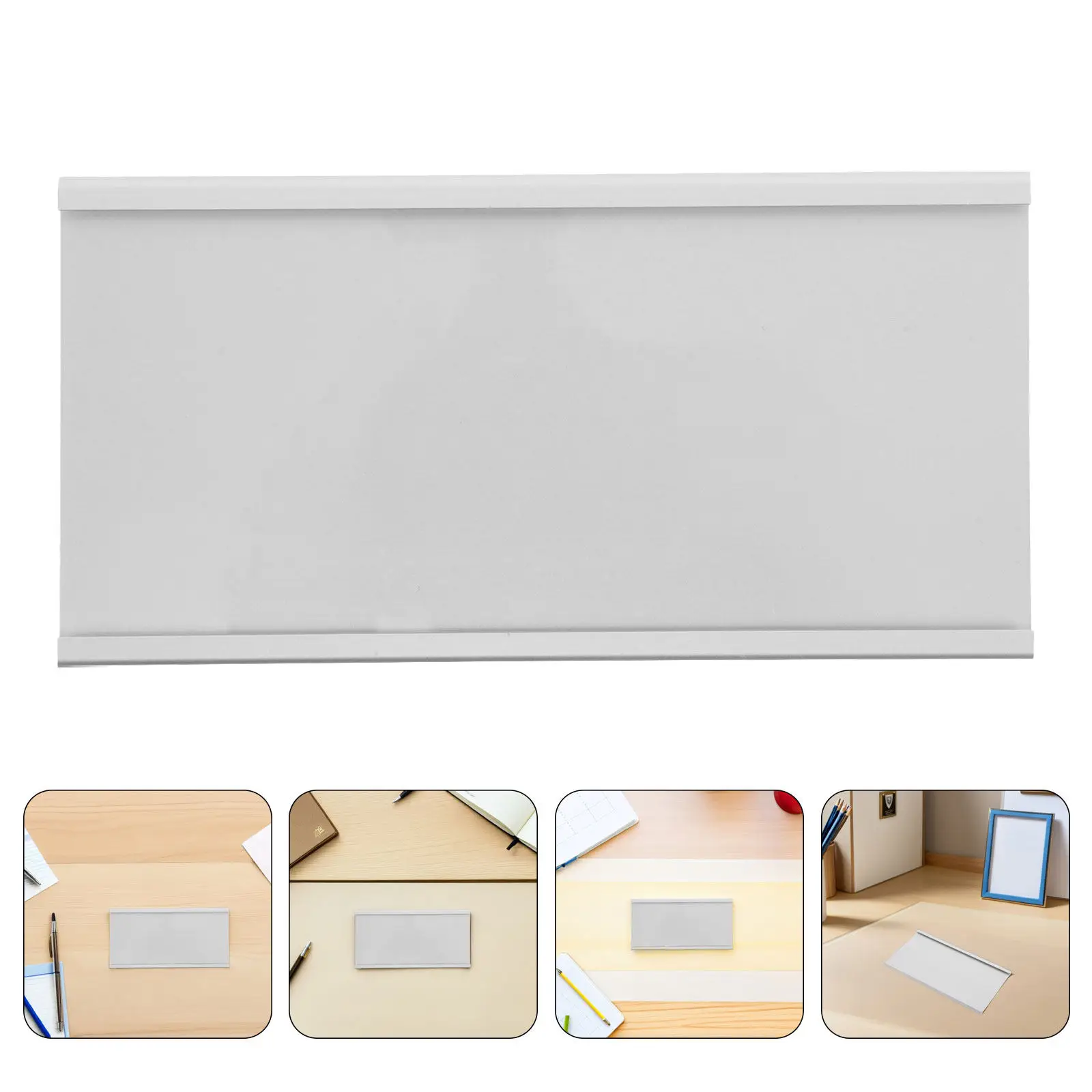 

2Pcs Aluminum Alloy Name Plates Holder Adhesive Hanging Desk Name Tag Holder Office Workstation Plaque Desktop Office Desk