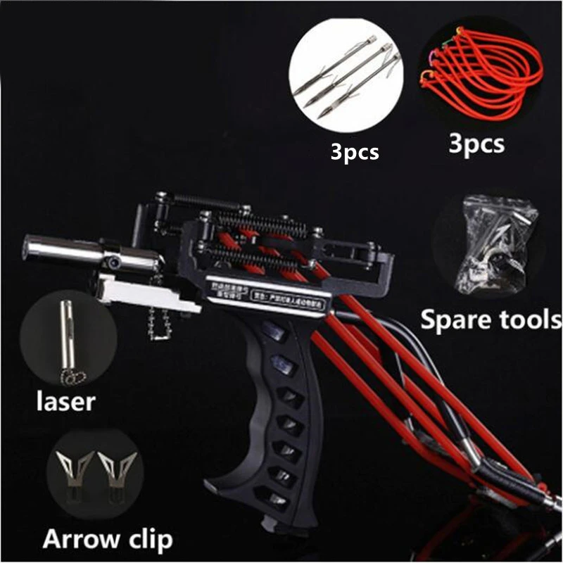 Strong Sling Shot with Rubber Band Powerful Hunting Fishing Laser Slingshot Stainless Steel Slingshot Professional Catapult