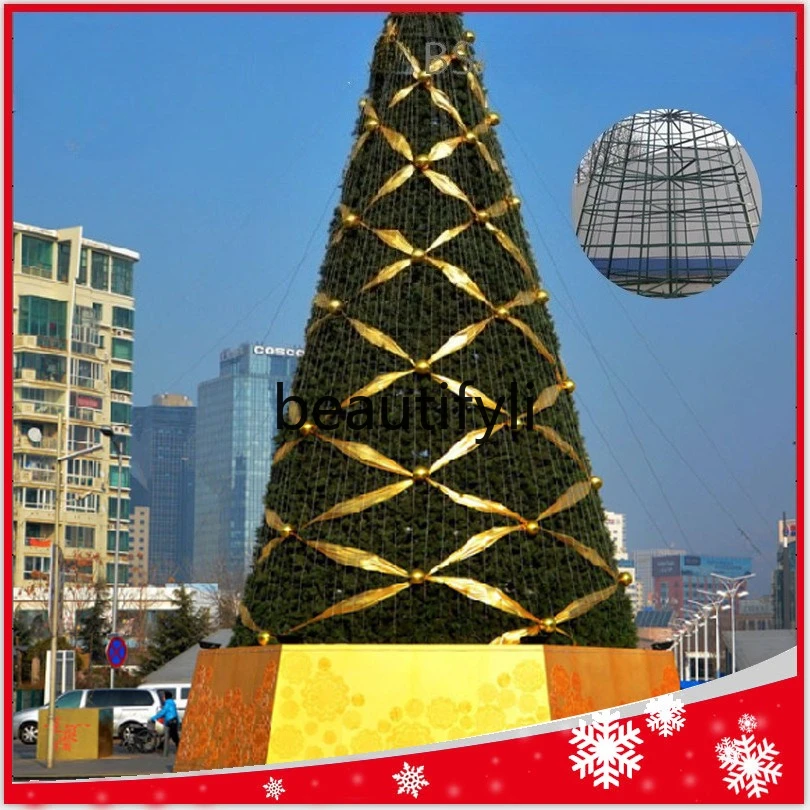 

3-33M большая рождественская елка из кованого железа, елка из стекловолокна, квадратная рождественская елка для отеля