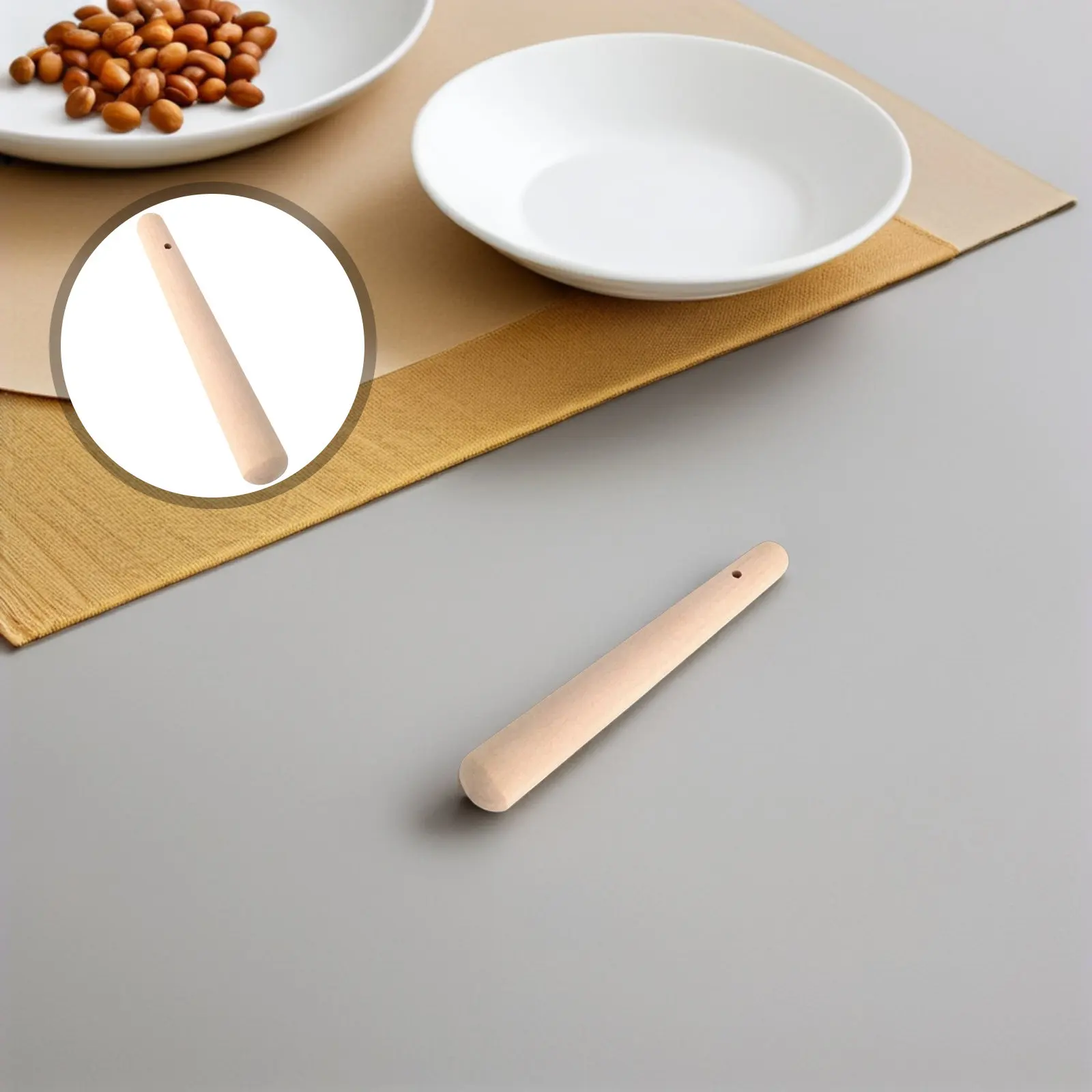 

1Pcs Natural Wood Baby Food Muddler 150x21mm Ergonomic Long Handle Wooden Pestle for Suribachi Purees Sauces Soups Jelly Custard
