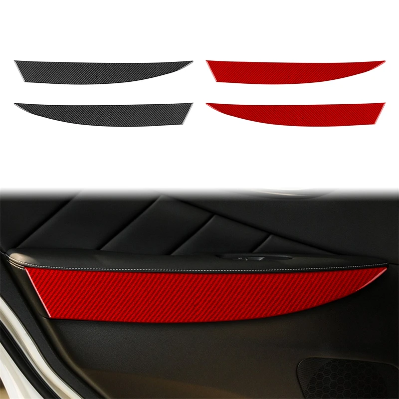 Real Soft Carbon Fiber For Infiniti Q50 2014-2020 Car Accessories Rear Door Decorative Modified Interior Trim Cover Sticker