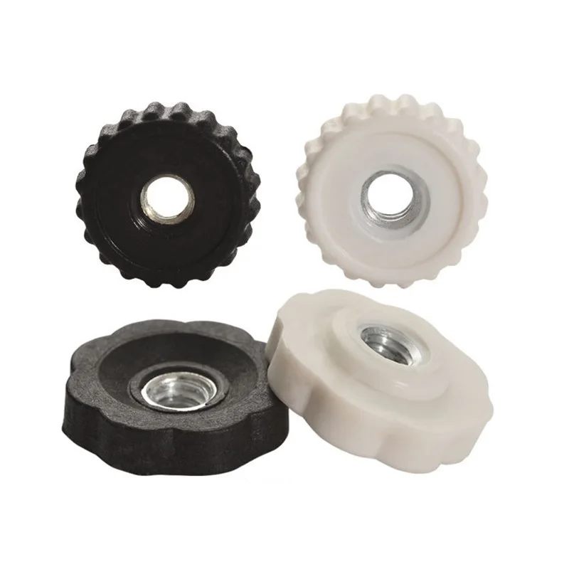 20/50/100/200/500 Stück M4 Kunststoff-Klebekopf, gerade Maserung/gemustert, Durchgangsloch, manuelle Einstellknopfmutter