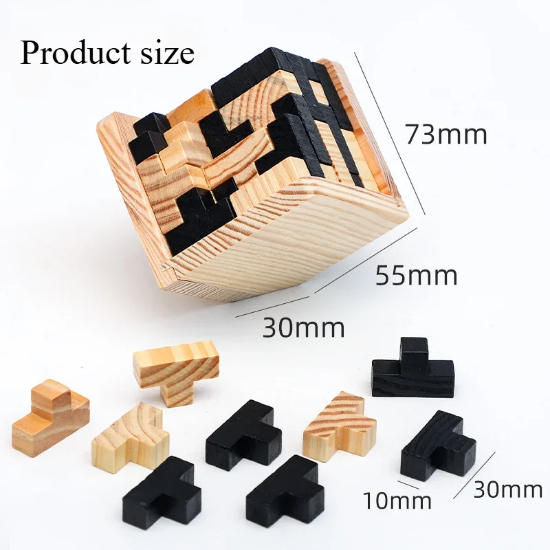 Holz 3D Cube Entriegelung Puzzle Bausteine Puzzle Spielzeug Luban Lock Erwachsene Entschlüsselung Spielzeug Montage Spiel Kinder Gehirn Spielzeug