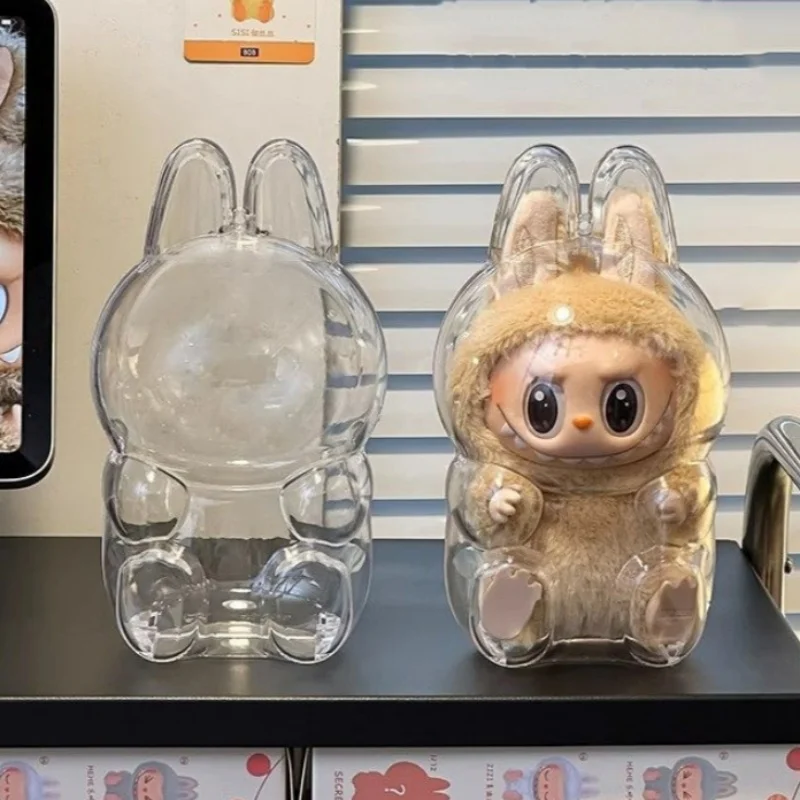 1/6pcs Doll Protective Case for Labubu Have Seat & Macaroon Serie Display Box for POPMart Collectible Cover Acryli Storage Stand