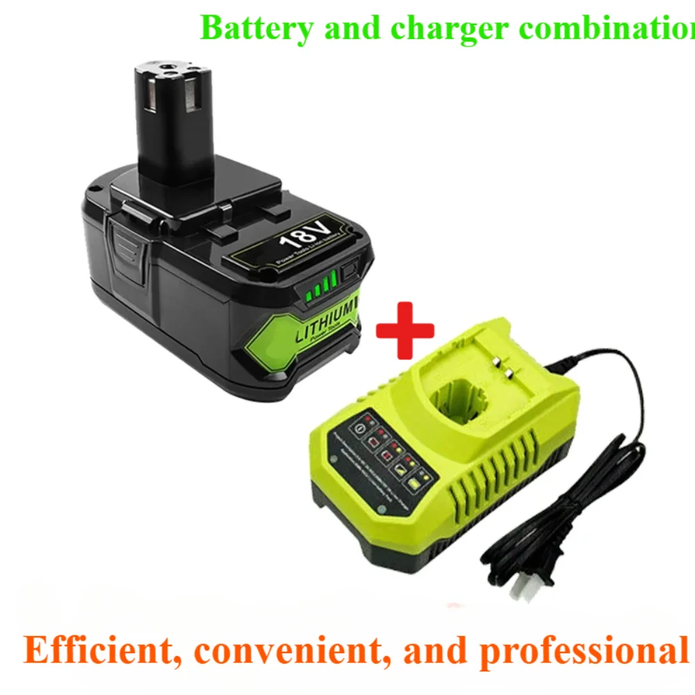 New 6000mAh Suitable for RYOBI 18V/P103/P108/Handdrill Lithium Battery Electric Tool Accessory Charger Combination