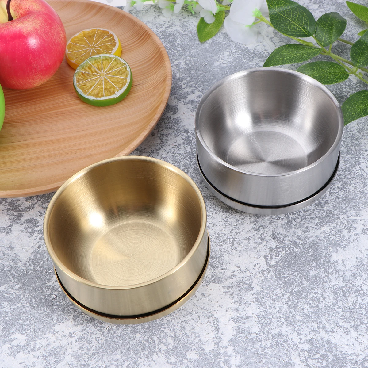 

Stainless Steel Double Wall Insulated Snack Bowl Snack Kitchen Bar Double Wall Bowl Utensils Fruit Soup Bowls