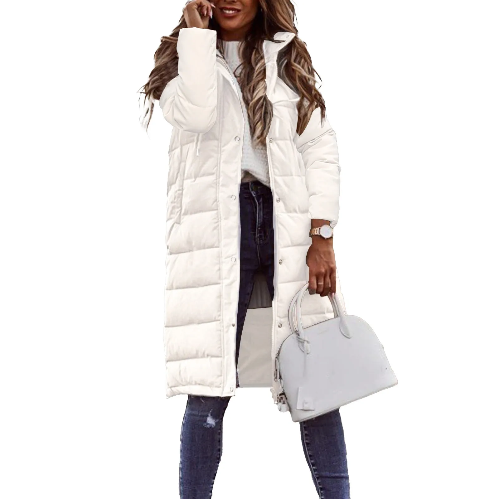 Long Jacket Women's Down Vest With Hood Winter Warm Long Vest Sleeveless Long Quilted Vest Lightweight Winter Jacket Down