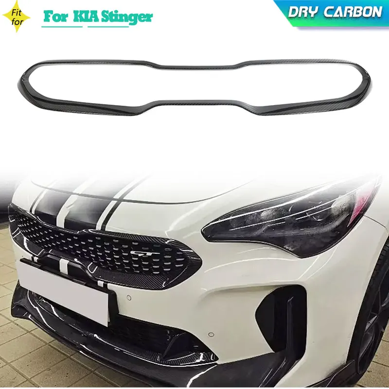 Carbon Fiber Car Front Bumper Kindly Grille Frame for KIA Stinger GT EX Hatchback 4-Door 2018-2023 Racing Front Grill Body Kit