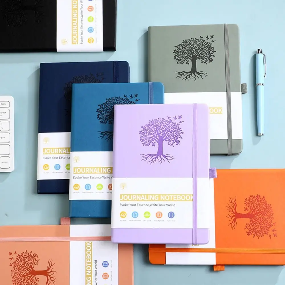 دفتر ملاحظات بسيط مع حزام مطاطي من جلد البولي يوريثان، دفتر سجل للمكتب، غطاء ناعم، لون سادة، مفكرة جيب A5