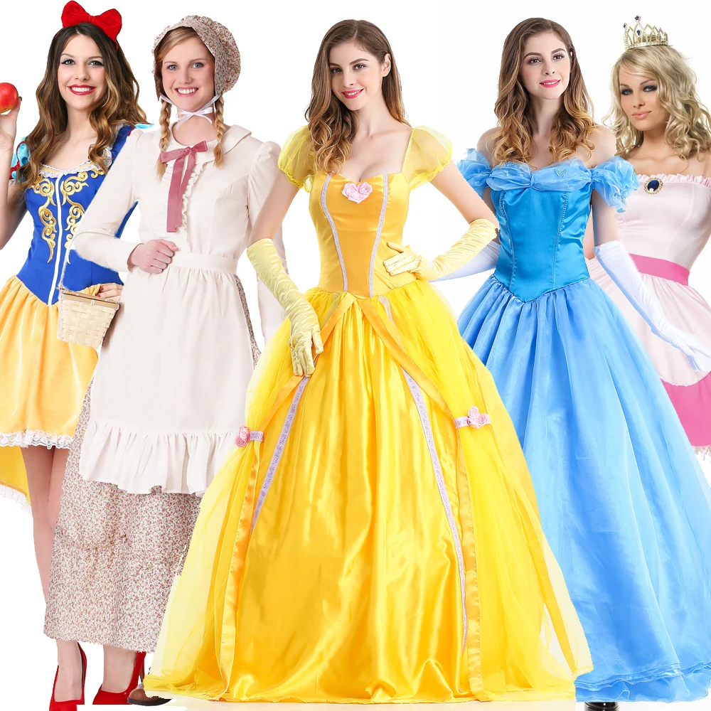 أزياء الهالوين الجنية T S تنورة مطبوعة بالثلج الأبيض سندريلا للأطفال أليس خادمة خادمة الزي الكبار المرأة جلطة... #2