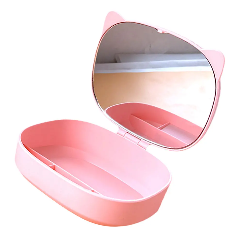 

Cartoon Cat Ears Jewelry Storage Box Plastic Compact Multi grid Durable Necklace Earrings ganizer Space saving Home Decor