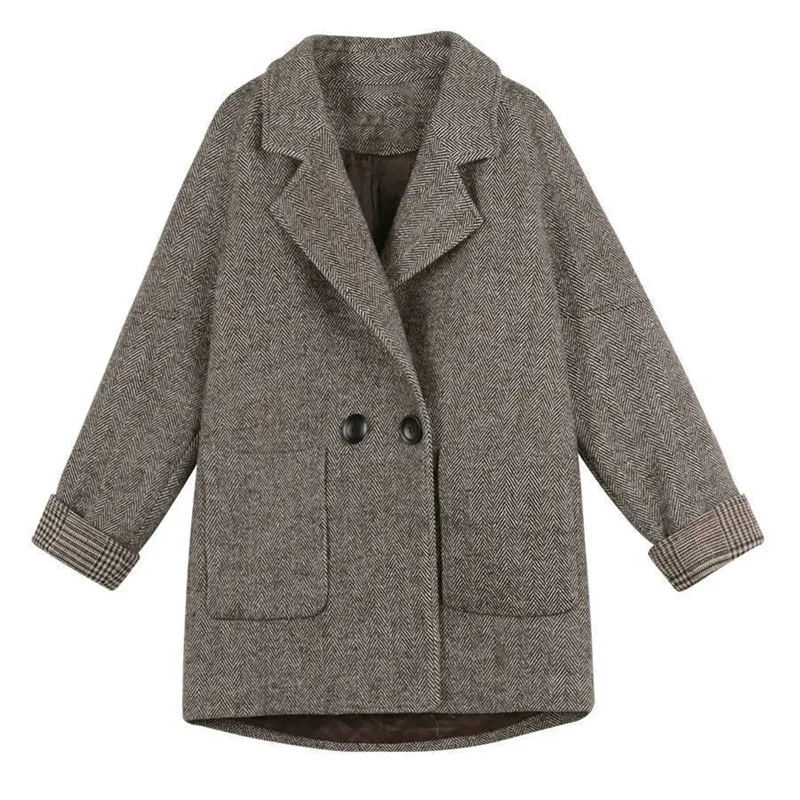 Suit Jacket Female Spring 2023 New Korean Version of British Style Woolen Loose Slim Casual Small Suit Top Solid Color Commute