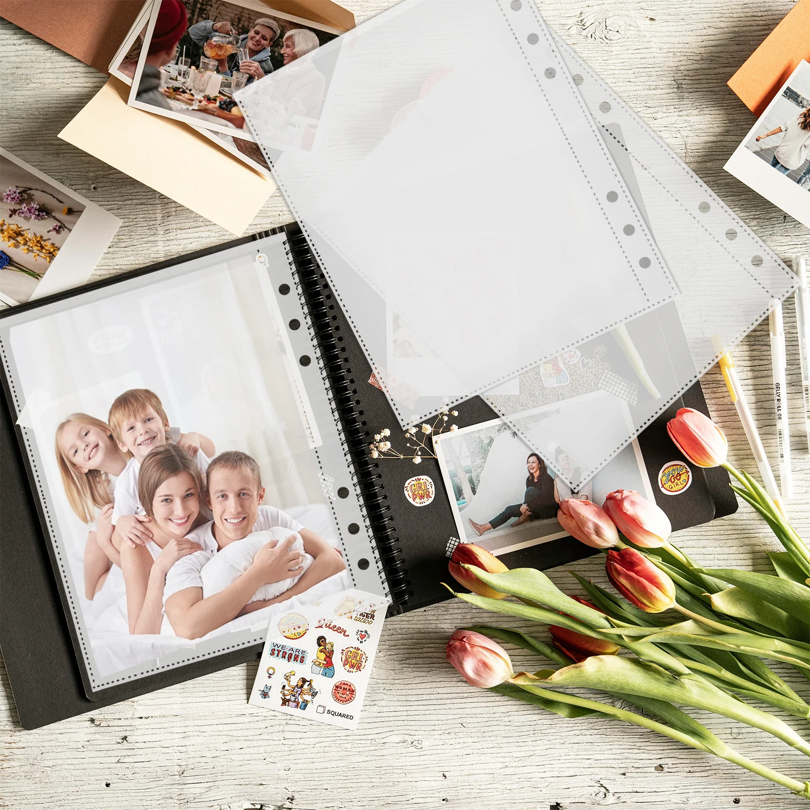 50Pcs Protection Film Transparent Binder Sleeves Clear Document Protectors Open Top for Birth Certificates Office