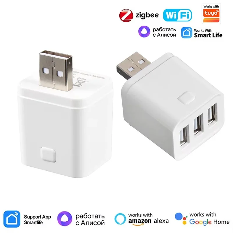 

WiFi USB Adaptor Smart Zigbee USB Adaptor 5V Micro Power Plug For Alexa Google Home Tuya Smart Life App Timing Control Module