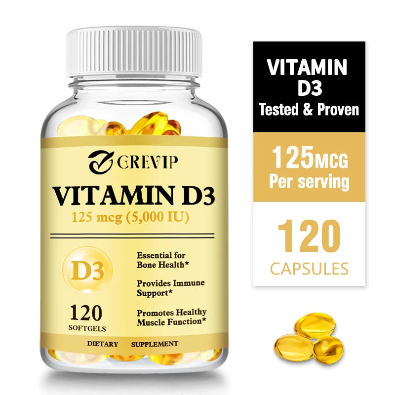 

Vitamin D3 Capsules - Supports Healthy Bones, Mood & Immune System Function