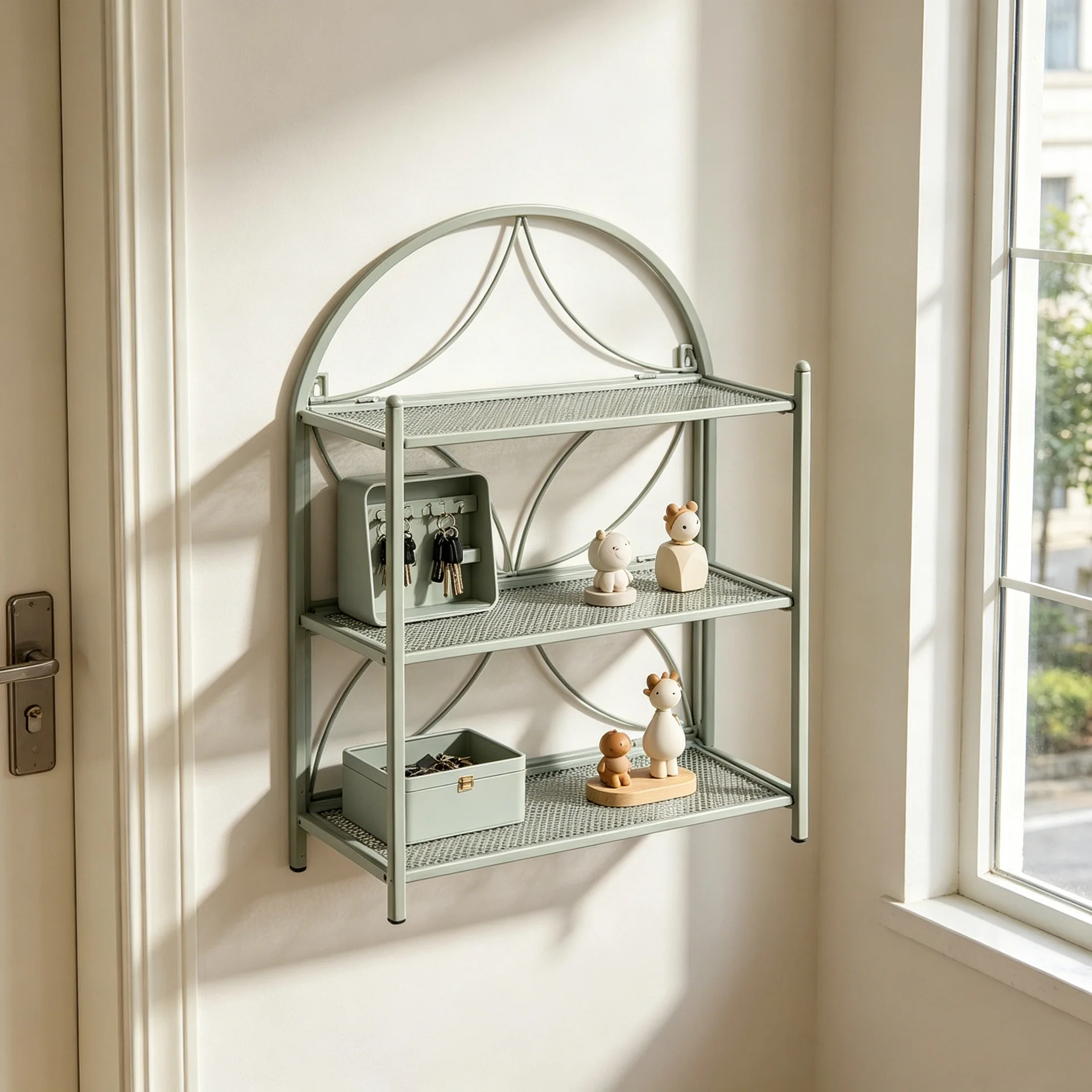 European retro three-layer wrought iron rack indoor vertical kitchen bathroom multi-functional processing storage