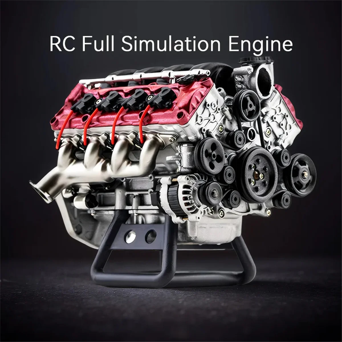 V8 Engine Internal Combustion Model Assembly Kit RC Full Simulation Engine Suitable for Ax90104 Scx10 RC Car