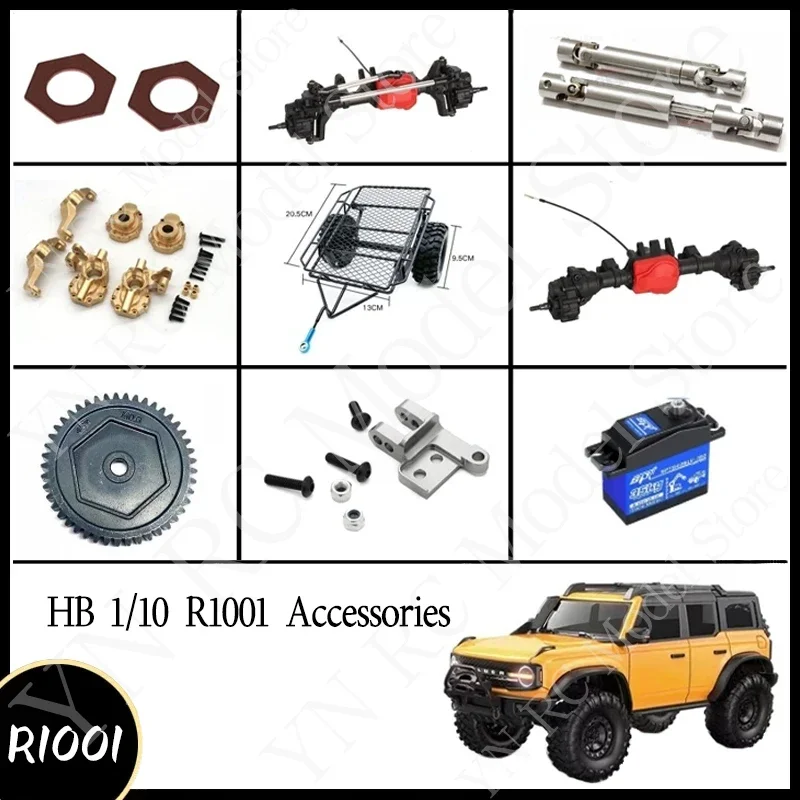 Hb  R1001 1/10 Rc Car Simulation  Off-road Car Model Upgraded  Accessories Differential Lock Front And Rear Axles Spare Parts