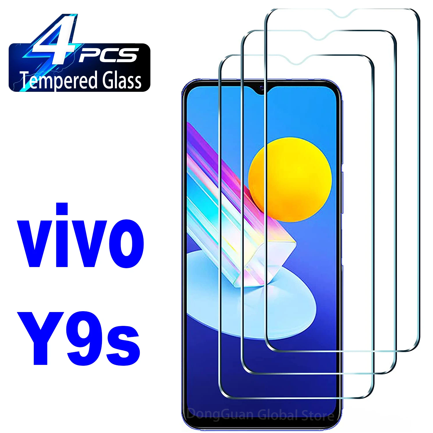 Kaca Tempered untuk Vivo Y9s, 2/4 buah Film kaca pelindung layar