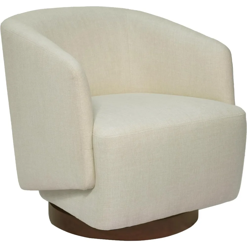 

Accent Chair with Wood Base, Performance Fabric in Beige, Modern Swivel Chairs