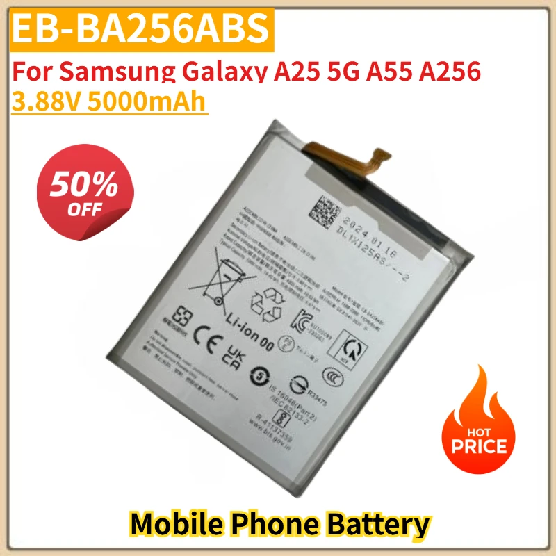

3.88V 5000mAh battery EB-BA256ABS For Samsung Galaxy A25 5G A55 A256 Mobile Phone Brand-New High Quality