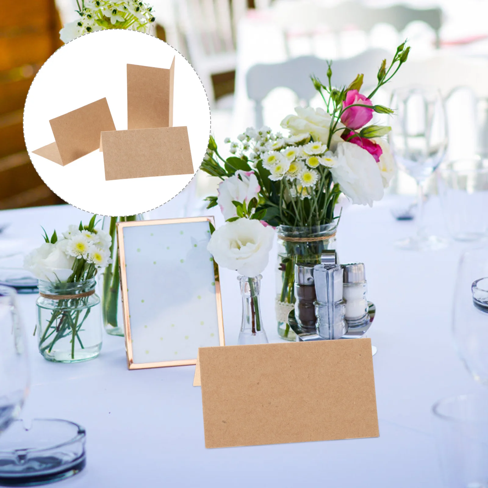 

35Pcs Kraft Paper Retro Desktop Name Display Cards Greeting Buffet Food Labels Picnic Party Table Numbers Seat Cards