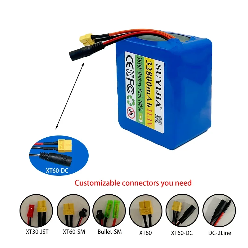 

18650 3S10P Литий-ионный аккумулятор 11,1 В 32800 мАч Литий-ионный аккумулятор Плата подвески электрического велосипеда + зарядное устройство 12,6 В