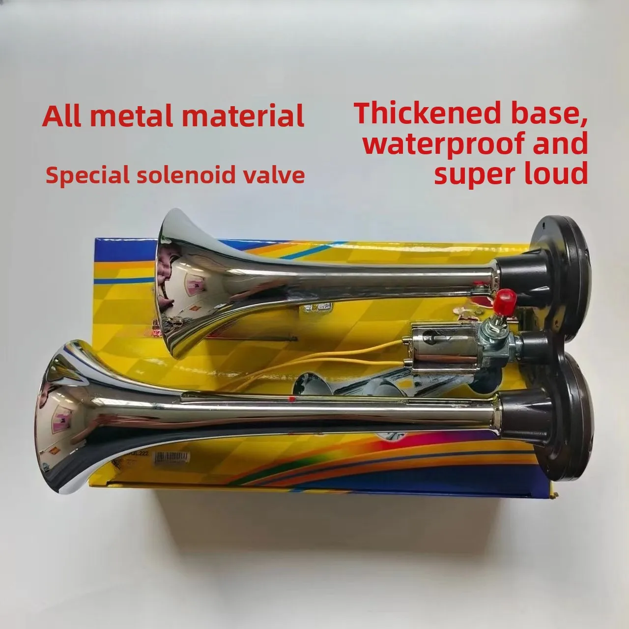 

Air Horn 24v12v Truck Blow Whistle Large Volume Metal Double Tube Waterproof Air Brake Universal