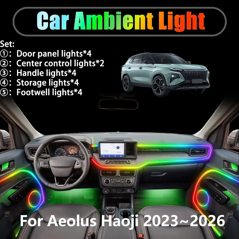 

Для Aeolus Haoji Dongfeng огромный 2023 ~ 2026 2/18 в 1 автомобильное окружающее освещение светодиодные фонари для интерьера багажника USB RGB Ensemble Streamer