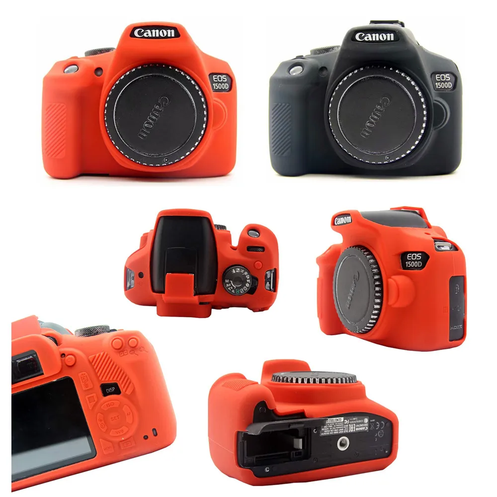 For Canon EOS 1300D 1500D 2000D Rebel T7 Silicone Armor Skin Case Body Cover Kiss X90 Protector DSLR Camera Bag